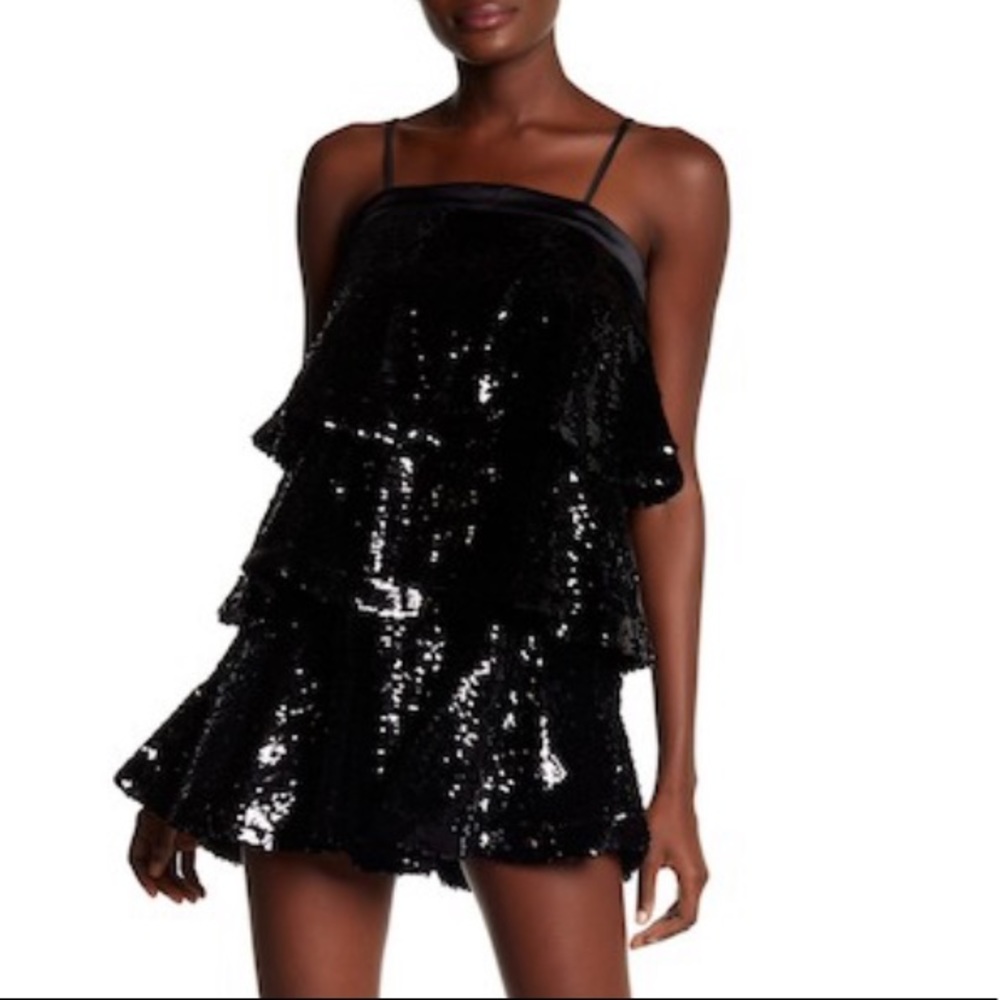 NWT Black Sequin Dress Tea & Cup Size Large
